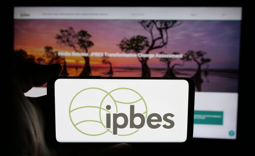 Photo illustration in Germany - 7 Mar 2025 In this photo illustration, a person is holding a cellphone with the logo of intergovernmental organization IPBES on screen in front of webpage.