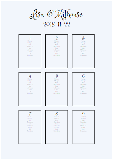 A2 Table Plan Template
